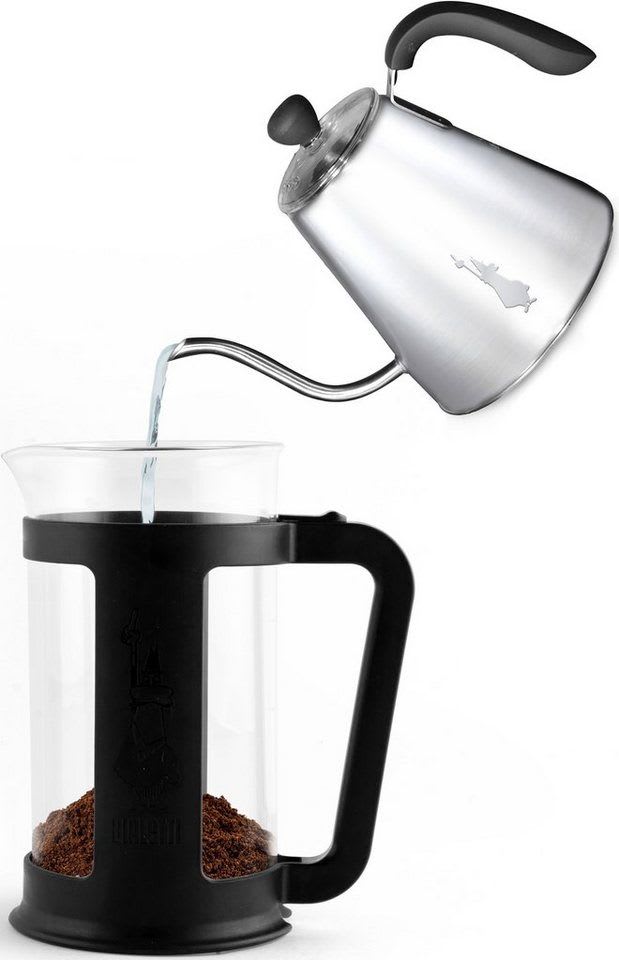 BIALETTI Kaffeebereiter, 1l Kaffeekanne, hitzebeständiges Borosilikatglas schwarz