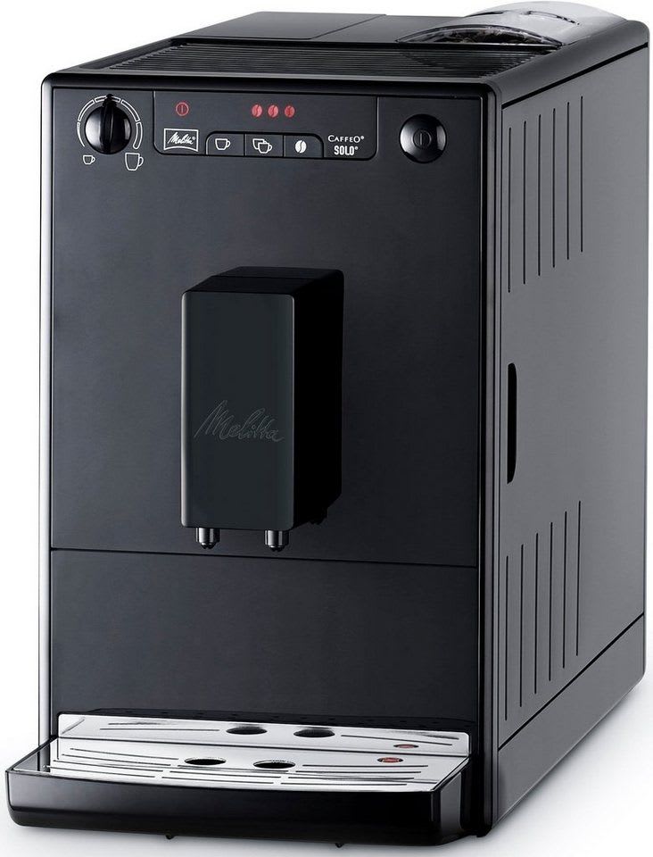 Melitta Kaffeevollautomat Solo® E950-222, pure black, Perfekt für Café crème & Espresso, nur 20cm breit schwarz