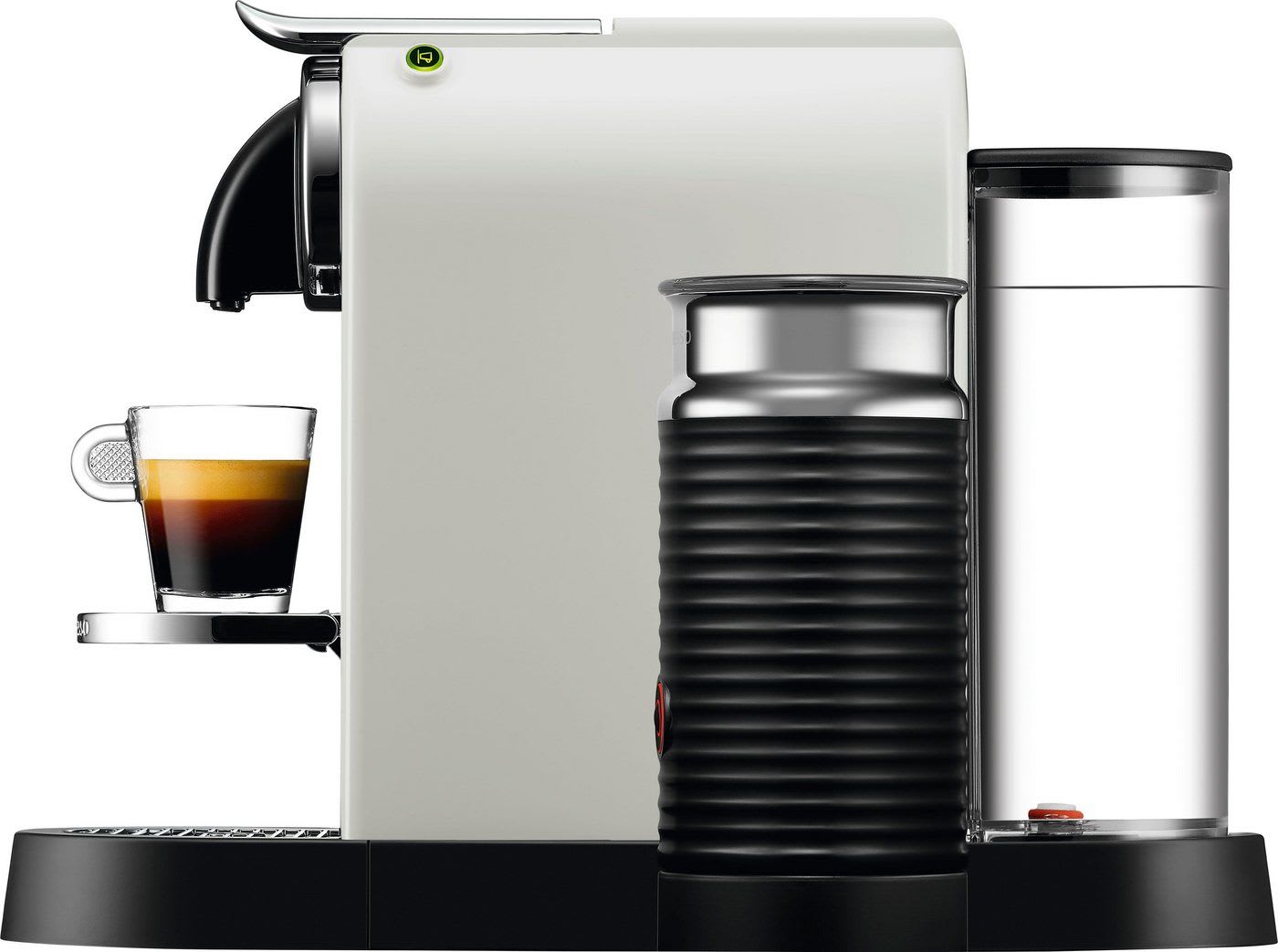 NESPRESSO Kapselmaschine CITIZ EN 267.WAE von DeLonghi, White, inkl. Aeroccino Milchaufschäumer, Willkommenspaket mit 7 Kapseln weiß