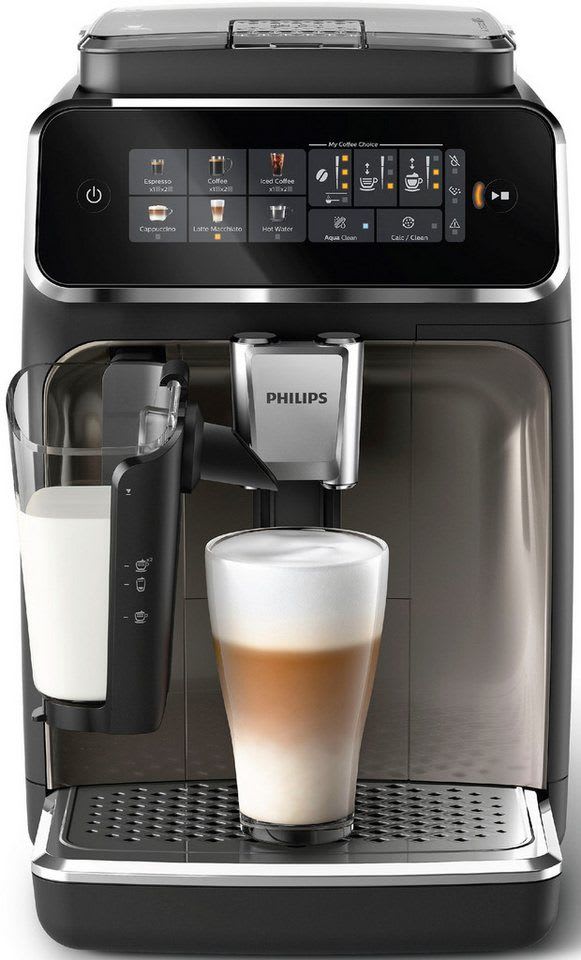 Philips Kaffeevollautomat EP3347/90 3300 Series, 6 Getränke (heiß oder eisgekühlt), LatteGo-Milchsystem, SilentBrew Technologie schwarz