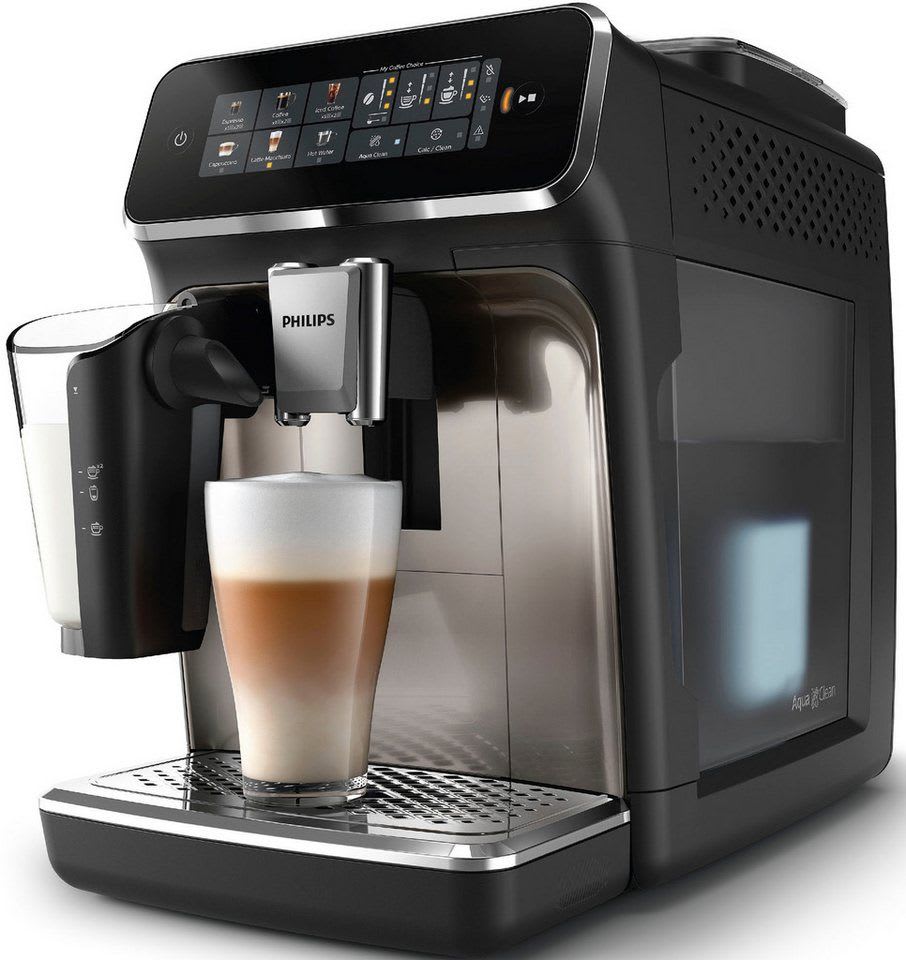 Philips Kaffeevollautomat EP3347/90 3300 Series, 6 Getränke (heiß oder eisgekühlt), LatteGo-Milchsystem, SilentBrew Technologie schwarz
