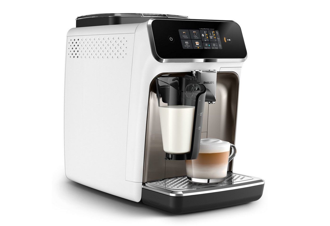 Philips Kaffeevollautomat EP2333/40 2300 Series, 4 Kaffeespezialitäten, mit LatteGo-Milchsystem weiß