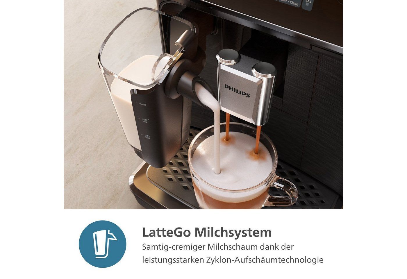 Philips Kaffeevollautomat EP2333/40 2300 Series, 4 Kaffeespezialitäten, mit LatteGo-Milchsystem weiß