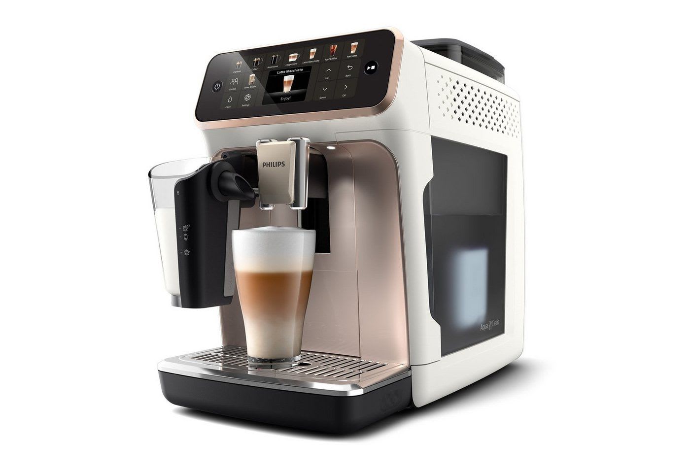 Philips Kaffeevollautomat EP5543/80 5500 Series, 20 Kaffeespezialitäten (heiß oder eisgekühlt), LatteGo-Milchsystem, SilentBrew Technologie weiß