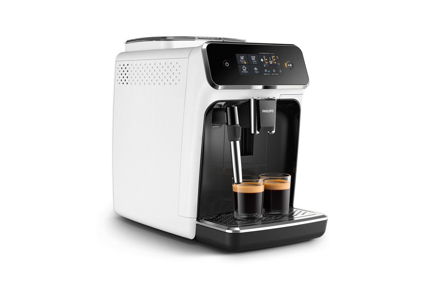 Philips Kaffeevollautomat EP2223/40 2200 Series, 2 Kaffeespezialitäten, Panarello Milchschäumer, anpassbarer Aromastärke schwarz|weiß