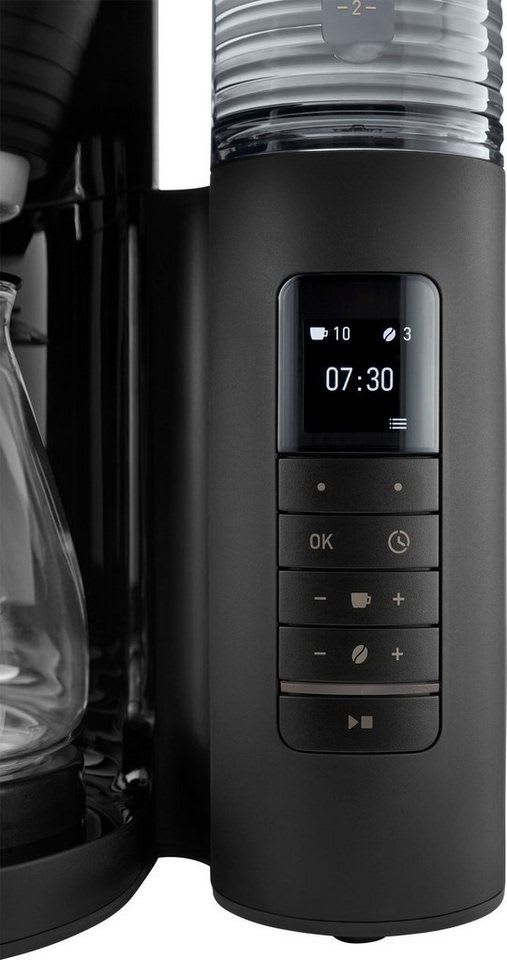 Melitta Kaffeemaschine mit Mahlwerk 1030-02, 1,25l Kaffeekanne, Papierfilter 1x4 schwarz|silberfarben