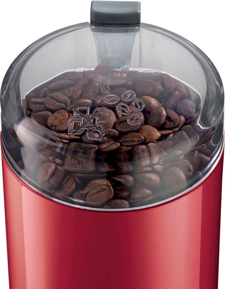 BOSCH Kaffeemühle TSM6A011R, Edelstahl-Schlagmesser, Sicherheitsfunktion, 180 W, Schlagmesser, 75 g Bohnenbehälter, 180 W, 75g Bohnenbehälter, elektrisch, rot