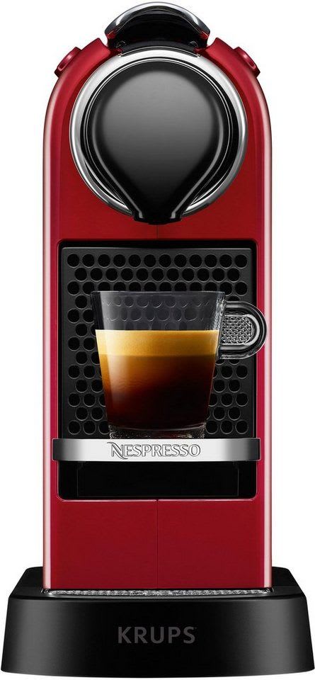 NESPRESSO Kapselmaschine XN7415 New CitiZ von Krups, Wassertank: 1 L, inkl. Willkommenspaket mit 7 Kapseln rot