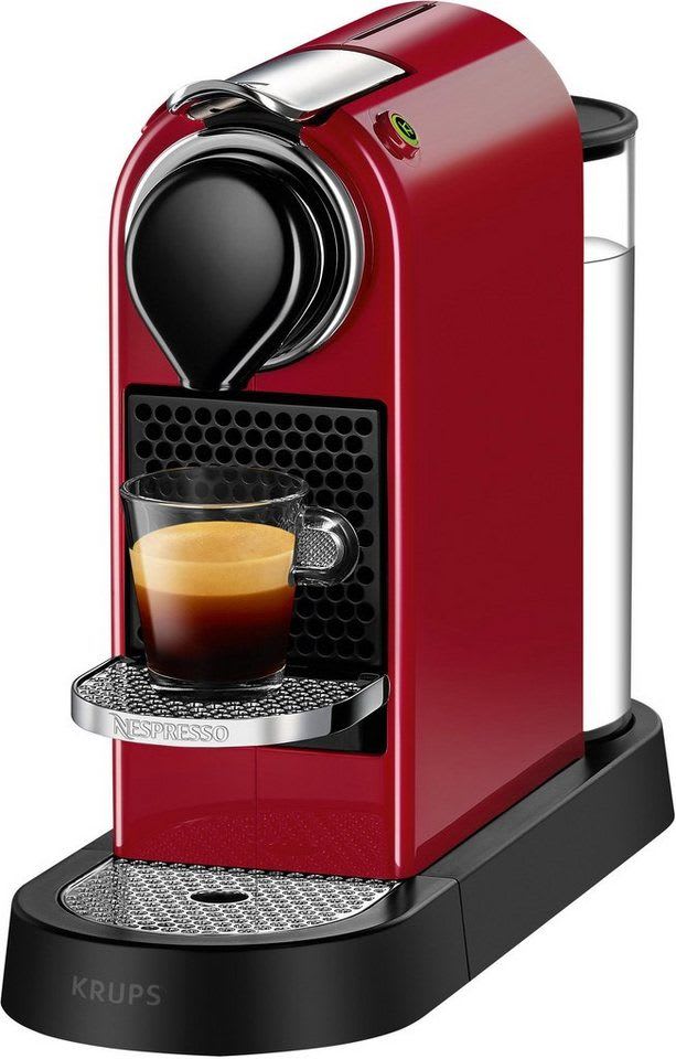 NESPRESSO Kapselmaschine XN7415 New CitiZ von Krups, Wassertank: 1 L, inkl. Willkommenspaket mit 7 Kapseln rot
