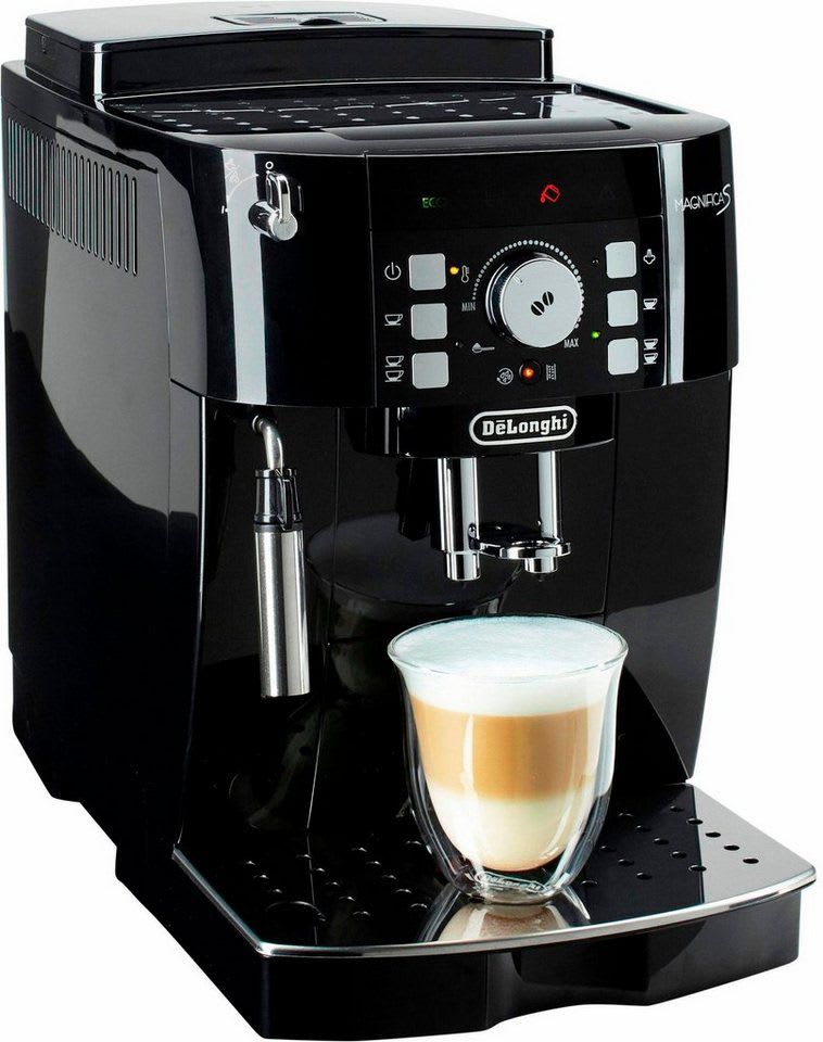 De'Longhi Kaffeevollautomat Magnifica S ECAM21.118.B - mit Barista-Milchaufschäumer, Schwarz, Direktwahltasten, Kegelmahlwerk (13 Malgrade), 15 Bar Pumpendruck