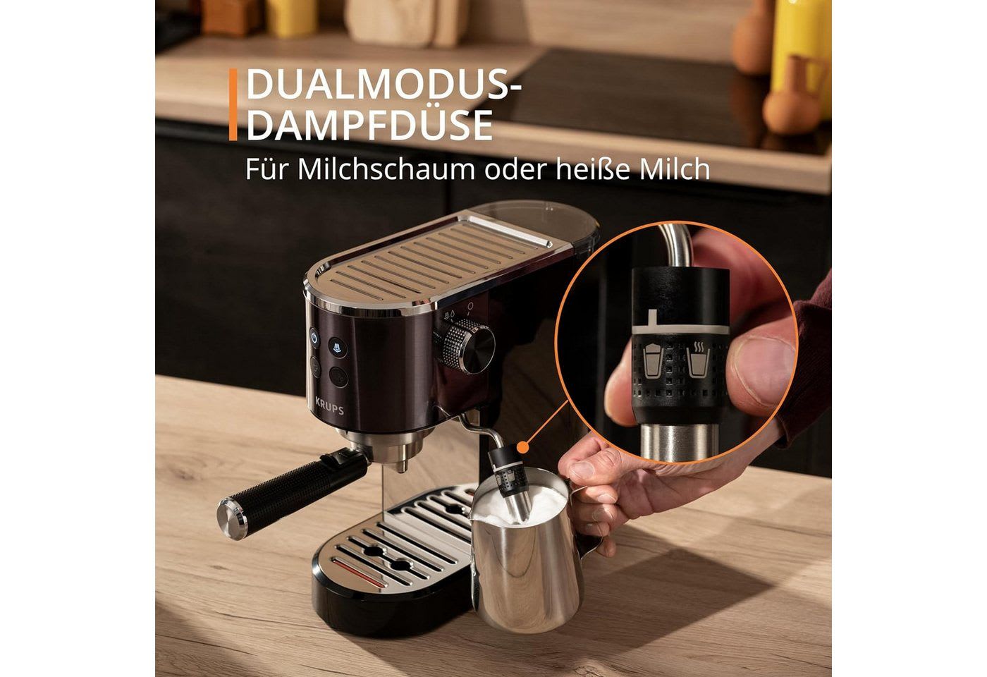 Krups Siebträgermaschine XP 444G Virtuoso+ schwarz