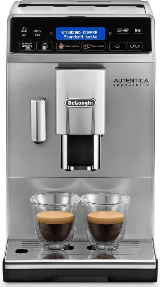 De'Longhi Kaffeevollautomat Autentica Cappuccino ETAM29.660.SB - Superkompakt - nur 19,5 cm breit, LatteCremaMilchsystem, Kegelmahlwerk 13-stufig, automatische Reinigung schwarz|silberfarben
