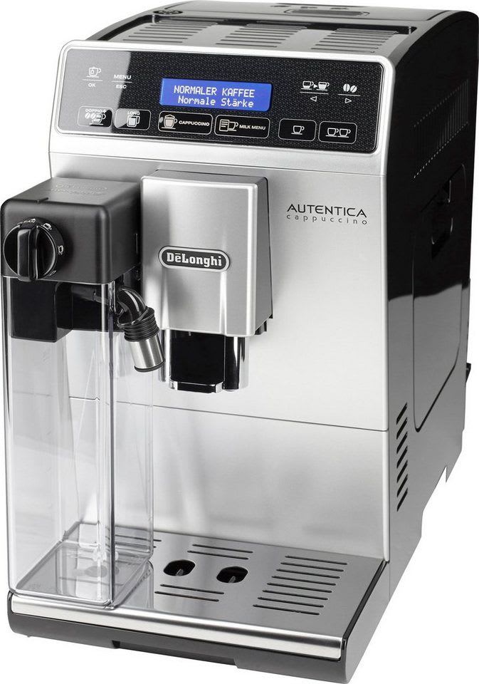 De'Longhi Kaffeevollautomat Autentica Cappuccino ETAM29.660.SB - Superkompakt - nur 19,5 cm breit, LatteCremaMilchsystem, Kegelmahlwerk 13-stufig, automatische Reinigung schwarz|silberfarben