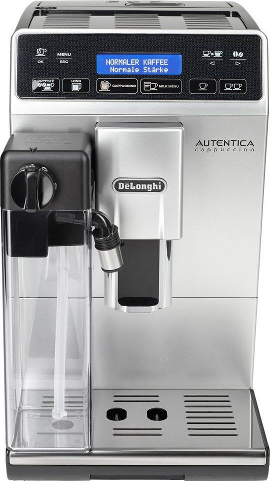 De'Longhi Kaffeevollautomat Autentica Cappuccino ETAM29.660.SB - Superkompakt - nur 19,5 cm breit, LatteCremaMilchsystem, Kegelmahlwerk 13-stufig, automatische Reinigung schwarz|silberfarben