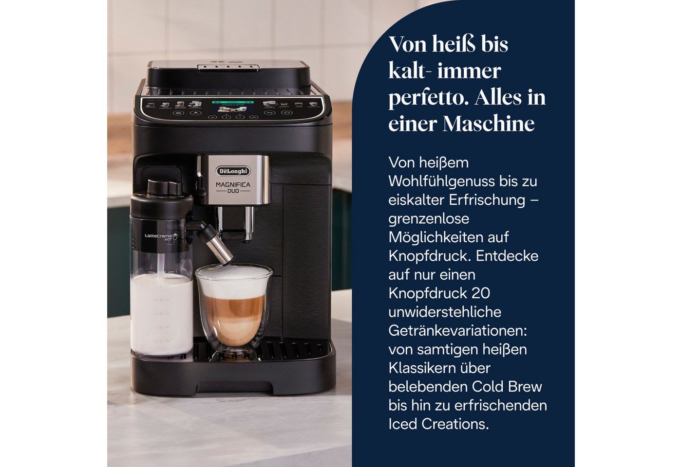 De'Longhi Kaffeevollautomat MAGNIFICA DUO ECAM330.80.BXB - 20 Rezepte, heißer & kalter Milchschaum, Cold Brew Funktion, 2,4" TFT-Display, 2 Milchkaraffen (Heiß & Kalt) schwarz