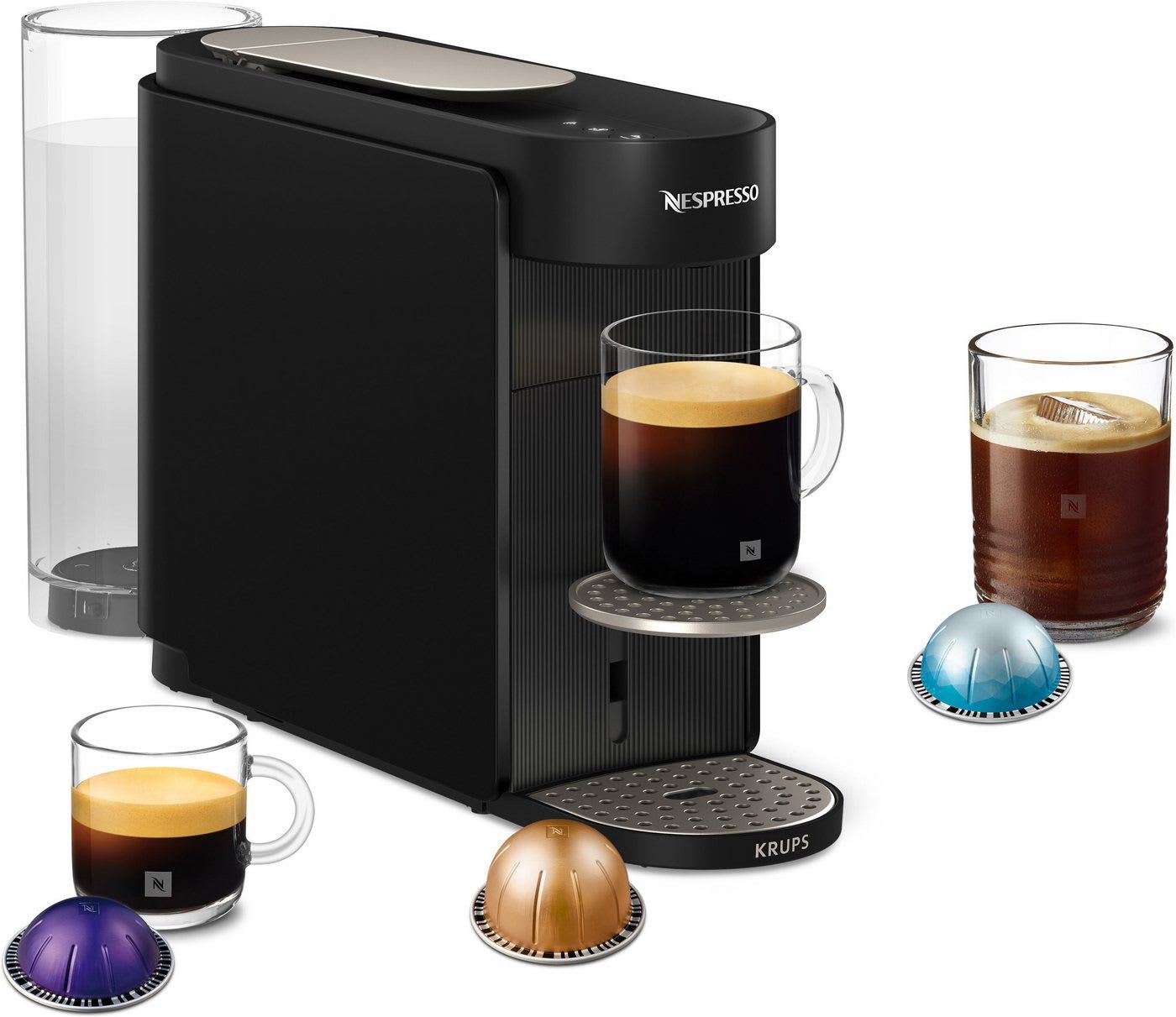 NESPRESSO Kapselmaschine Vertuo Up von Krups, 7 Tassengrößen, 3 Sekunden Aufheizzeit, schlankes Design, Coffee Creations Modus, Auto-Off, 1,4 l Wassertank schwarz