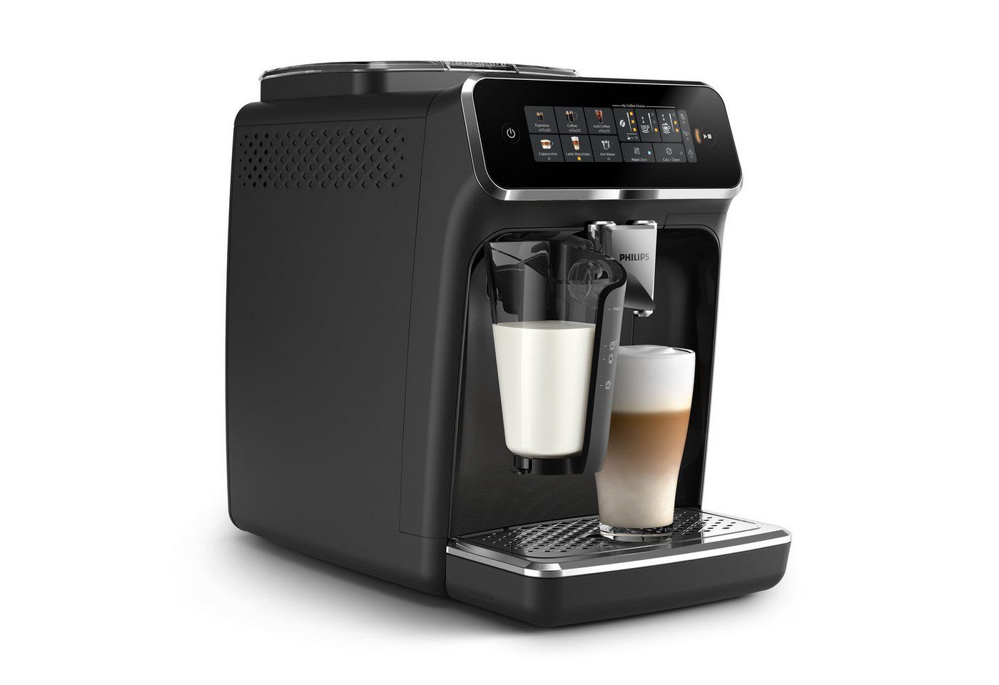 Philips Kaffeevollautomat EP3341/50 3300 Series, 6 Getränke (heiß oder eisgekühlt), LatteGo-Milchsystem, SilentBrew Technologie schwarz
