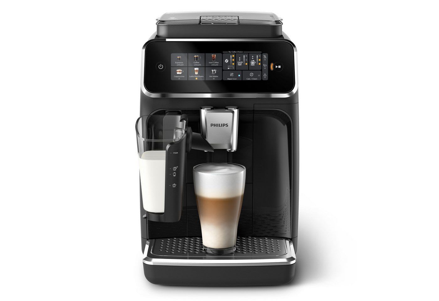 Philips Kaffeevollautomat EP3341/50 3300 Series, 6 Getränke (heiß oder eisgekühlt), LatteGo-Milchsystem, SilentBrew Technologie schwarz