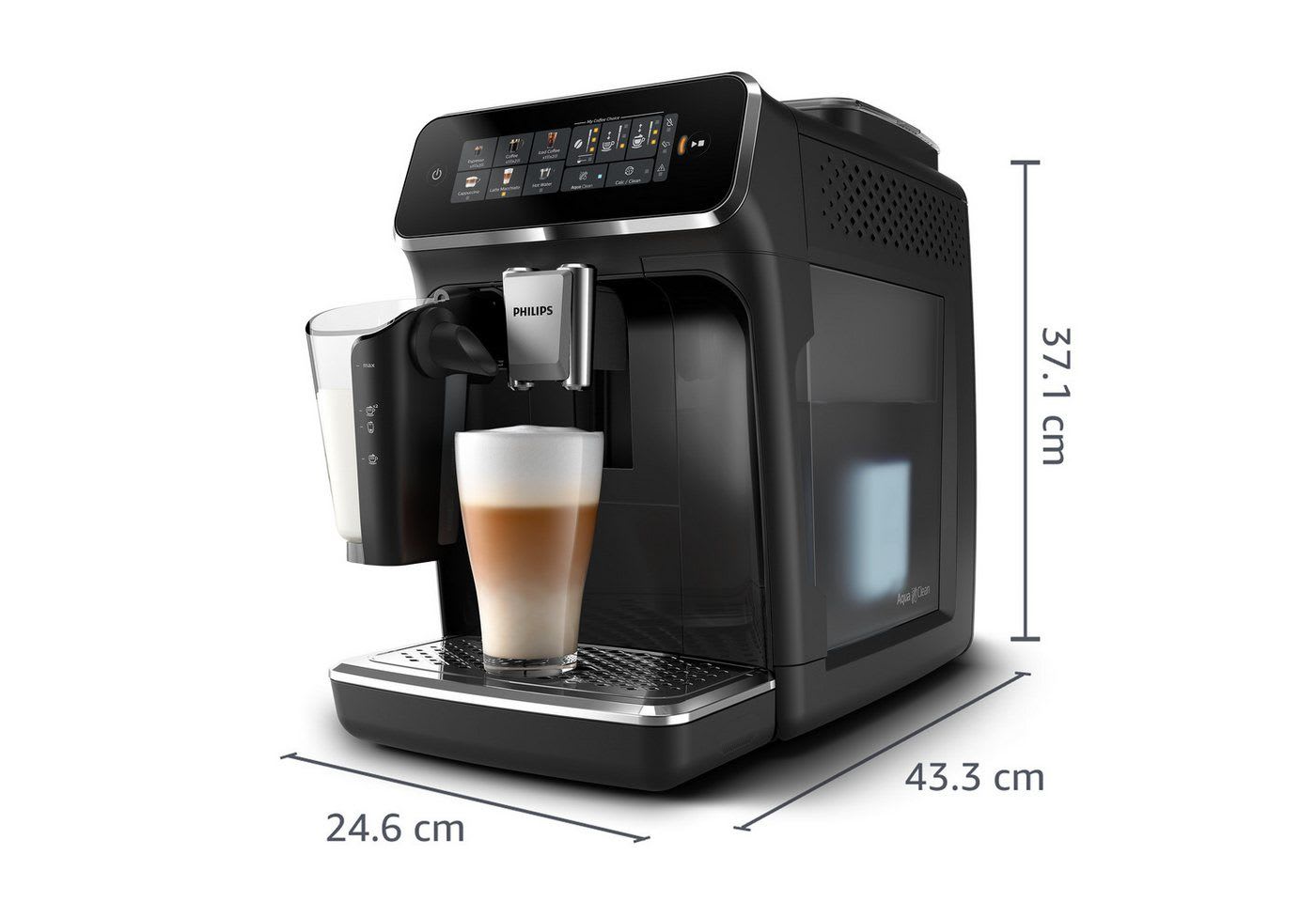 Philips Kaffeevollautomat EP3341/50 3300 Series, 6 Getränke (heiß oder eisgekühlt), LatteGo-Milchsystem, SilentBrew Technologie schwarz