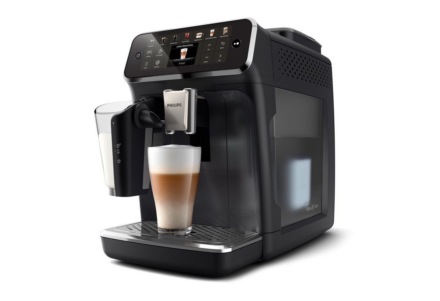 Philips Kaffeevollautomat EP4441/50 4400 Series, 12 Kaffeespezialitäten (heiß oder eisgekühlt), LatteGo-Milchsystem, SilentBrew Technologie schwarz