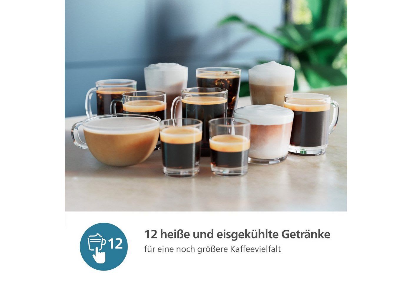 Philips Kaffeevollautomat EP4441/50 4400 Series, 12 Kaffeespezialitäten (heiß oder eisgekühlt), LatteGo-Milchsystem, SilentBrew Technologie schwarz