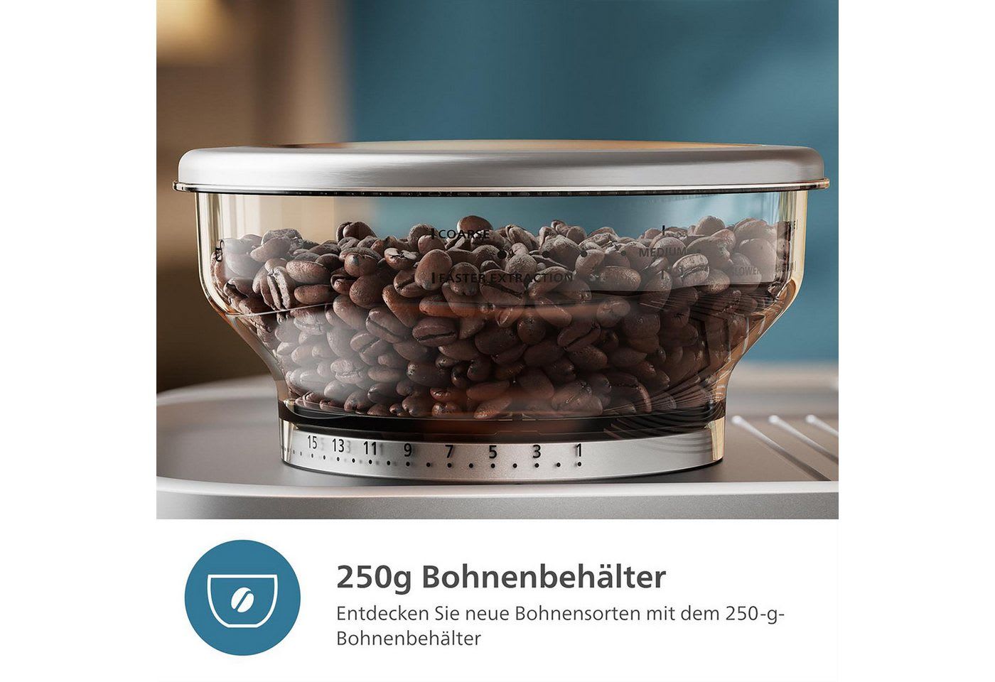 Philips Espressomaschine PSA3218/01 Barista Brew, halbautomatisch, mit 250-g-Bohnenbehälter, Korbfilter, Siebträger und Milchkanne aus Edelstahl, Silber silberfarben