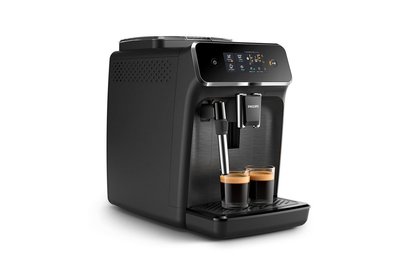Philips Kaffeevollautomat EP2220/10 2200 Serie, 2 Kaffeespezialitäten, Panarello Milchschäumer, anpassbarer Aromastärke schwarz