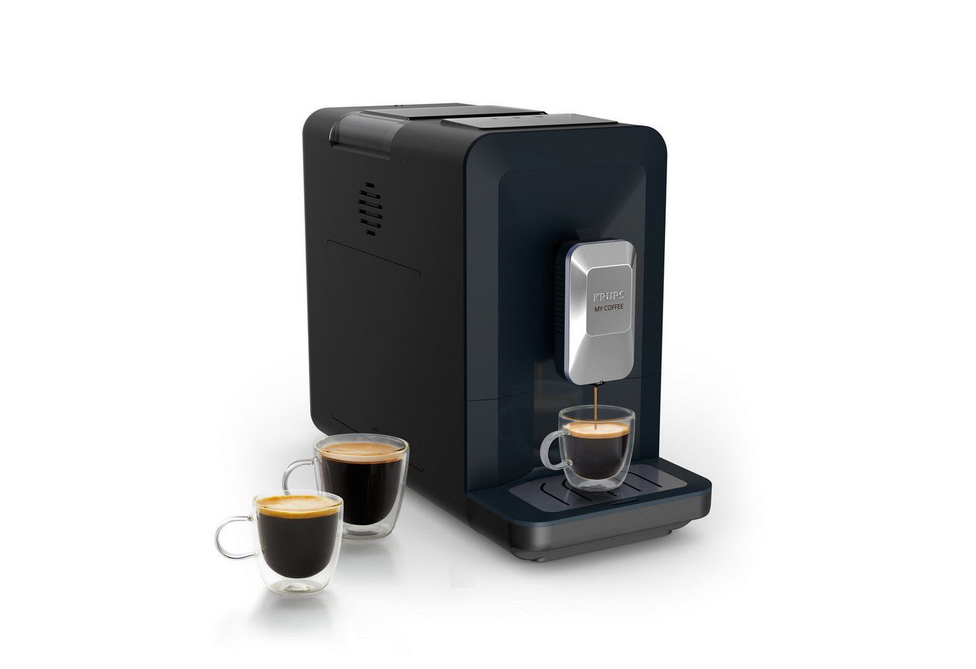 Krups Kaffeevollautomat EA2004 My Coffee, super-kompakt, 3 Rezepte, Touchpanel, einfache Reinigung und Pflege blau|schwarz