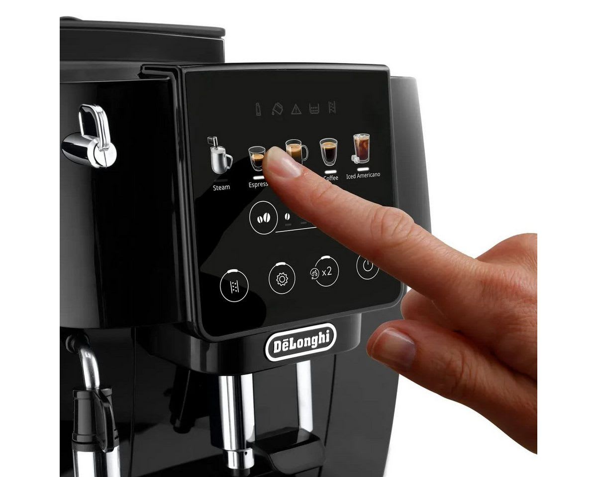 De'Longhi Kaffeevollautomat Magnifica Start Pop ECAM220.51.B - 5 Rezepte, Milchschaumdüse, schwarz, Intuitives Touch Bedienfeld, Iced Americano, einstellbares Aroma