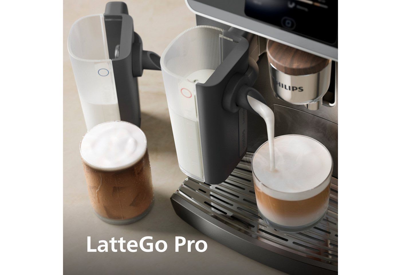 Philips Kaffeevollautomat EP8757/12 8000 Series LatteGo Pro Café Aromis, 50 Getränke (heiß oder eisgekühlt), LatteGo Pro-Milchsystem, BrewExtract Technologie, appfähig schwarz