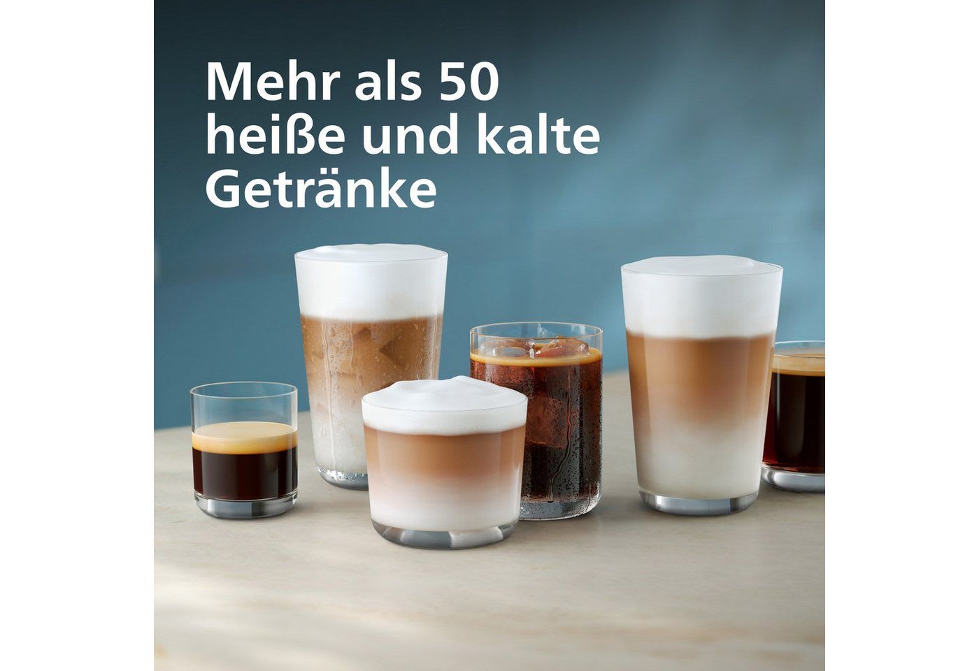 Philips Kaffeevollautomat EP8757/20 8000 Series LatteGo Pro Café Aromis, 50 Getränke (heiß oder eisgekühlt), LatteGo Pro-Milchsystem, BrewExtract Technologie, appfähig silberfarben