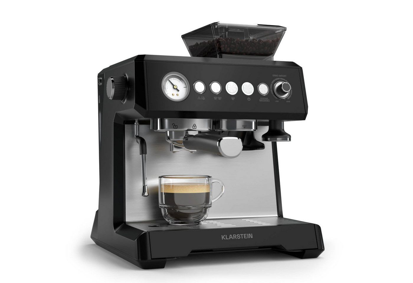 Klarstein Espressomaschine, 2.3l Kaffeekanne, Edelstahl-Siebträger, Elektrisch 20 Bar Espressomaschine Kaffemaschine Touch