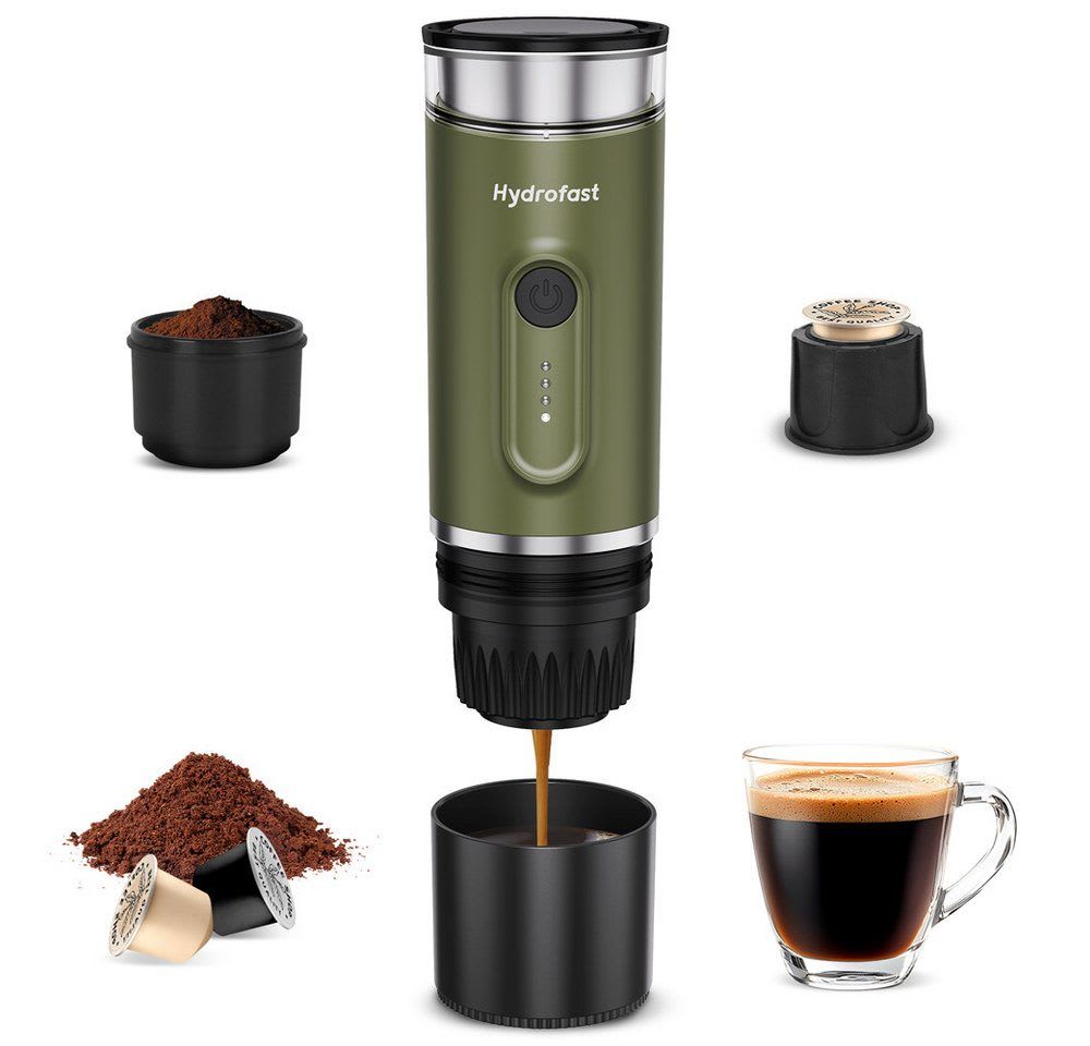 Hydrofast Espressomaschine PO-100 Tragbare Kaffeemaschine, Kabellose Outdoor-Espressomaschine – Akku,2-in-1,für Reisen & Camping