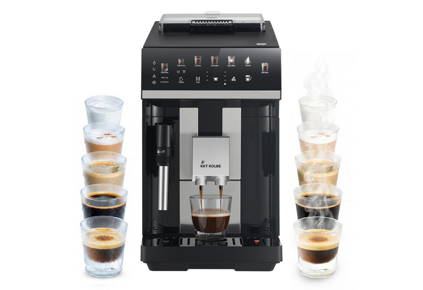 KKT KOLBE Kaffeevollautomat Pure, Automatische Reinigung, 2 Tassen-Funktion, 4 Kaffeespezialitäten