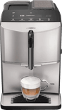 SIEMENS Kaffeevollautomat EQ300 TF303E07, viele Kaffeespezialitäten, OneTouch-Funktion, benutzerfreundliches Display, Keramikmahlwerk, silber metallic