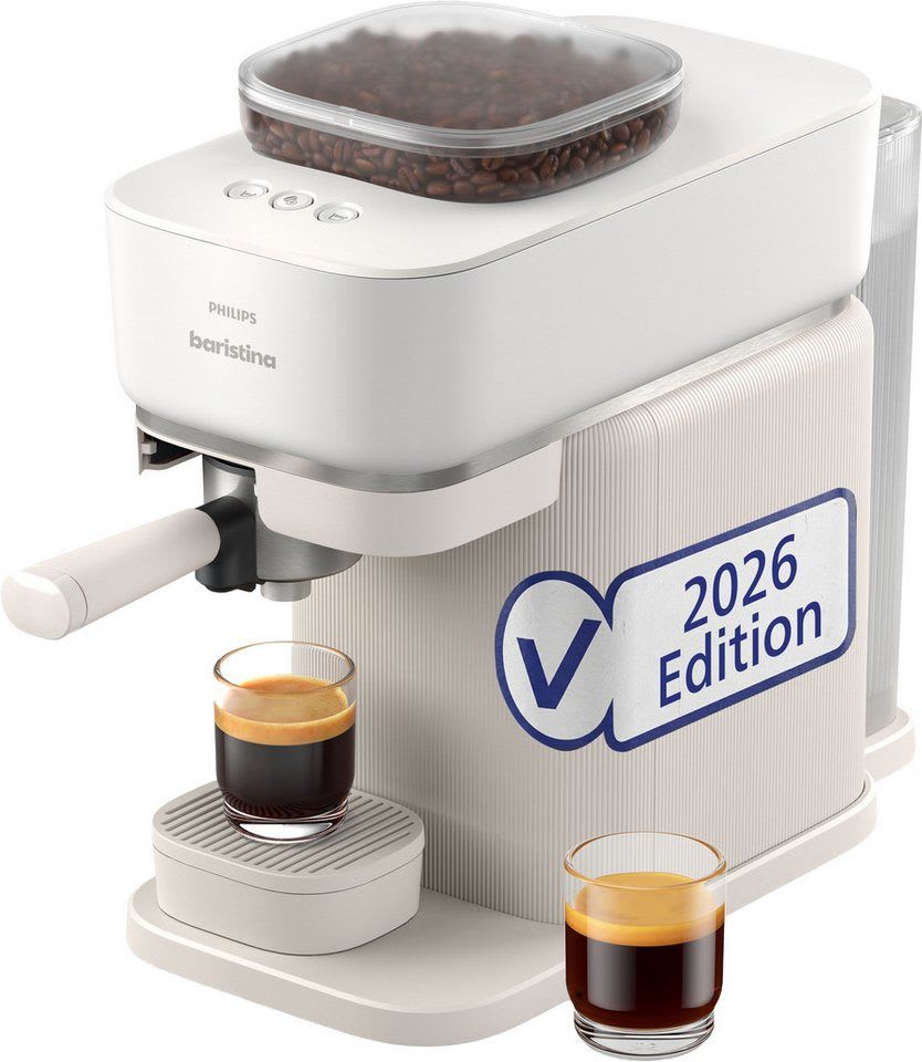 PHILIPS baristina Espressomaschine BAR305/00 mit Mahlwerk für ganze Bohnen, 16 bar Pumpendruck, Naturweiß