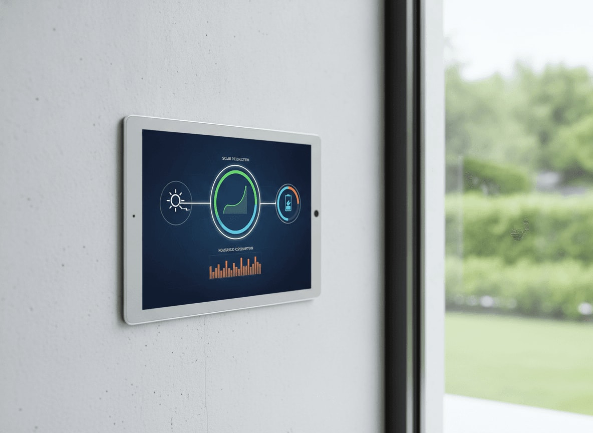 Wichtige Komponente für die Nulleinspeisung: Das Energy Management System (EMS) auf einem Tablet-Display.