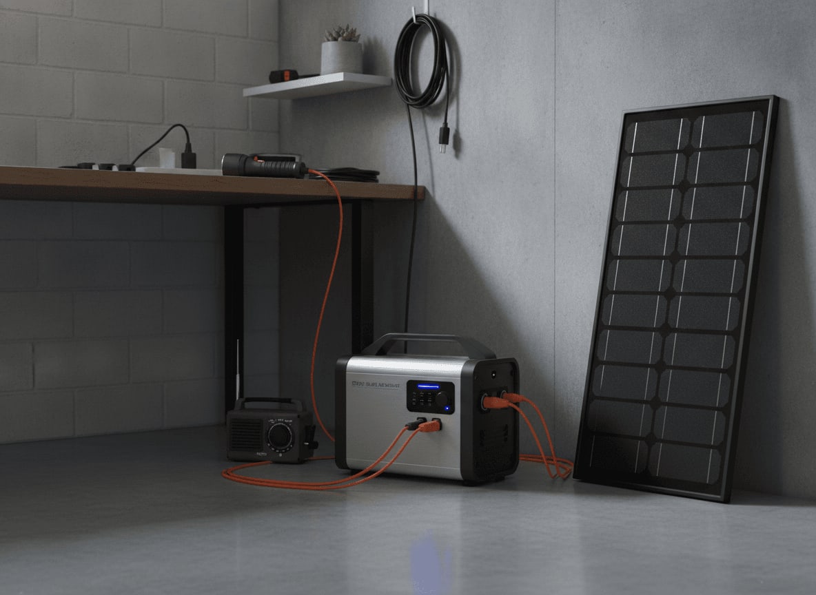 Notstromversorgung durch eine kleine Inselanlage, die den Eigenverbrauch bei einem Stromausfall sicherstellt.