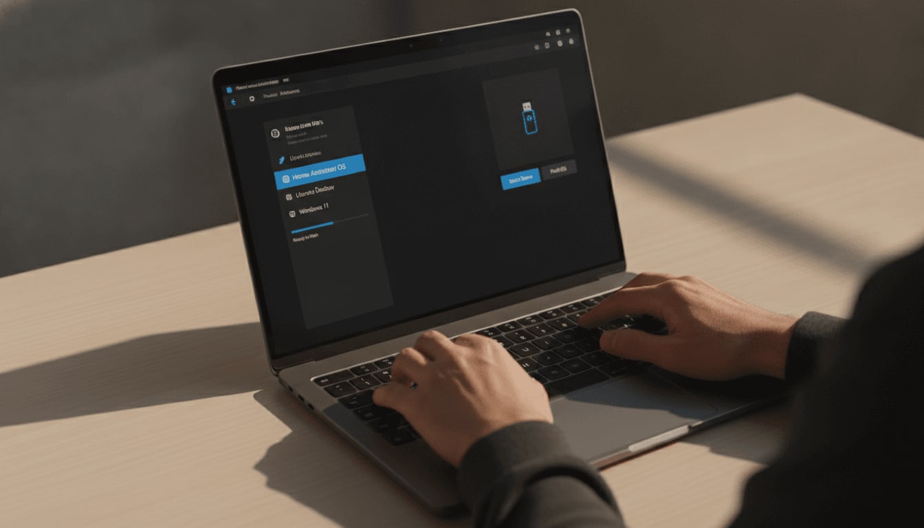 Eine Person wählt im Raspberry Pi Imager das Home Assistant OS aus, um die Installation auf dem Raspberry Pi vorzubereiten.