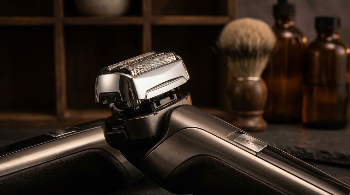 Anleitung zum Braun Series 9 Scherkopf wechseln: Der neue Scherkopf wird präzise auf den Rasierer aufgesetzt.