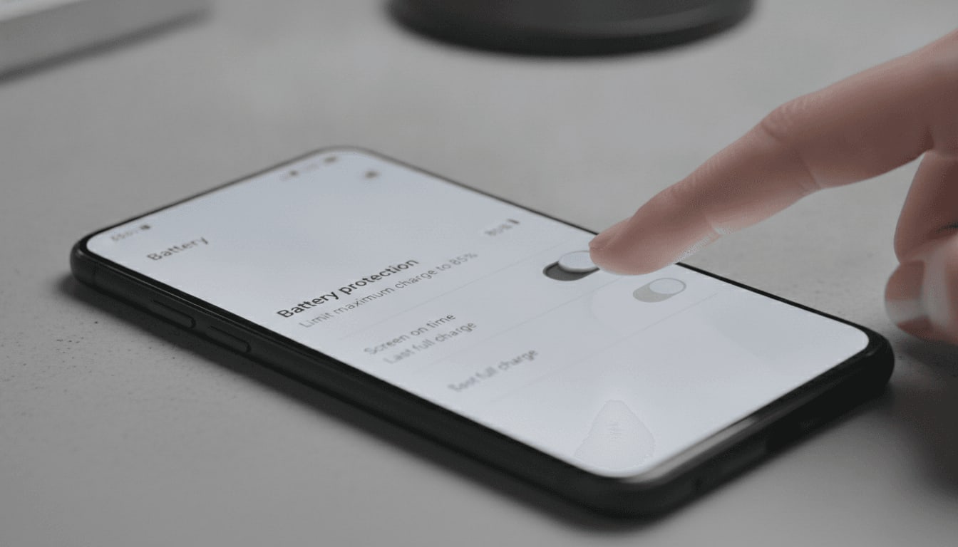Die Akkupflege-Einstellungen auf einem Samsung-Gerät, mit der Option zum Schutz des Akkus durch Begrenzung der Ladung auf 85%.