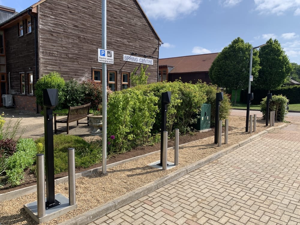 Commercial EV charging installation at The Hospice of St Francis Spring Centre in Berkhamsted by EV-ON