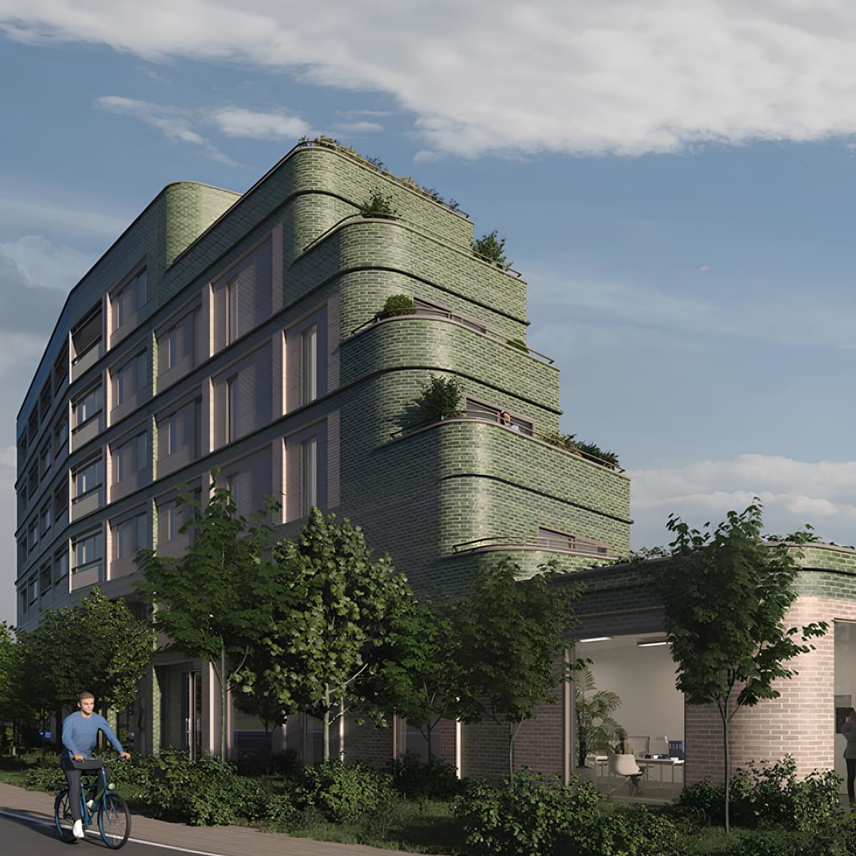 Developer render of The Mirador, a new build residential apartment block on Rosebank Way, Acton, London W3.
