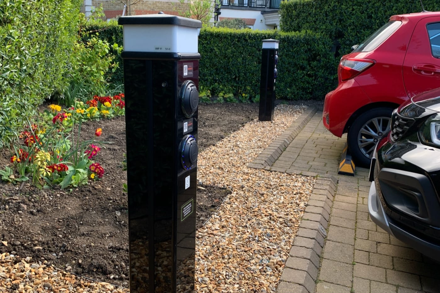 Rolec dual bollard EV chargers at Ashby Lodge, Hendon