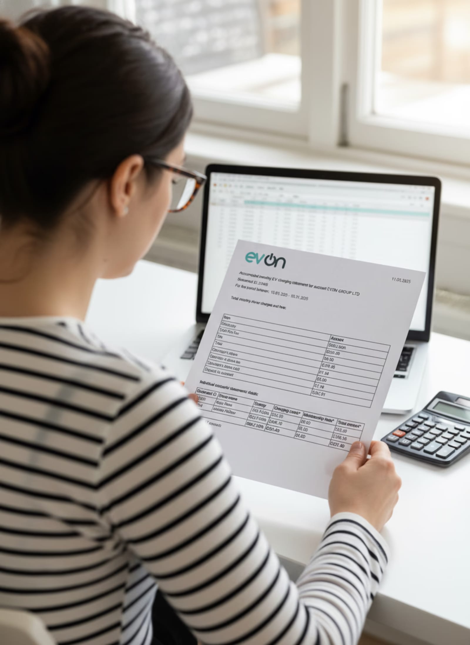 The Wevo platform showing an automated EV charging billing statement