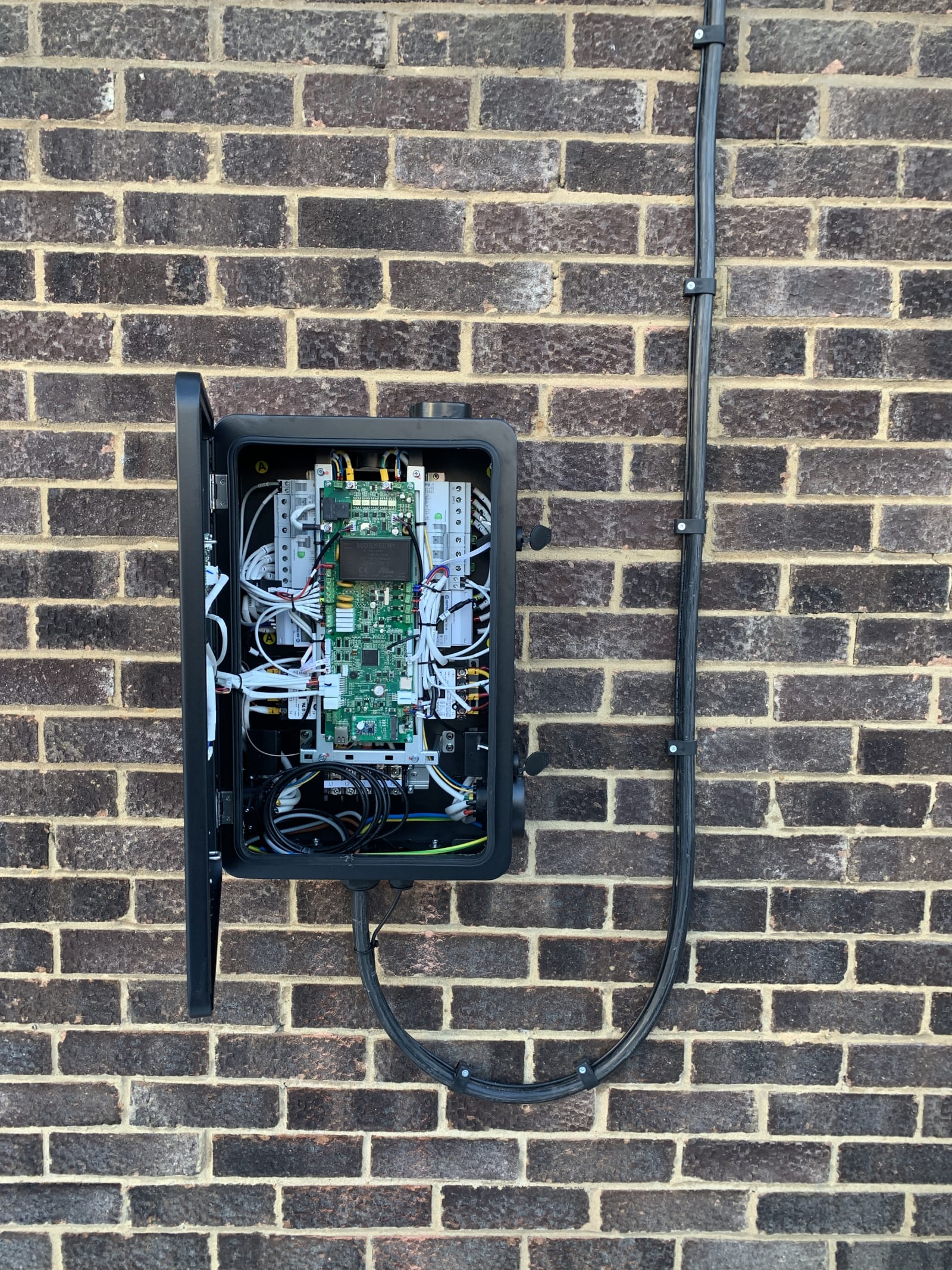 Ev Charger Internal Board Breakers Open Enclosure