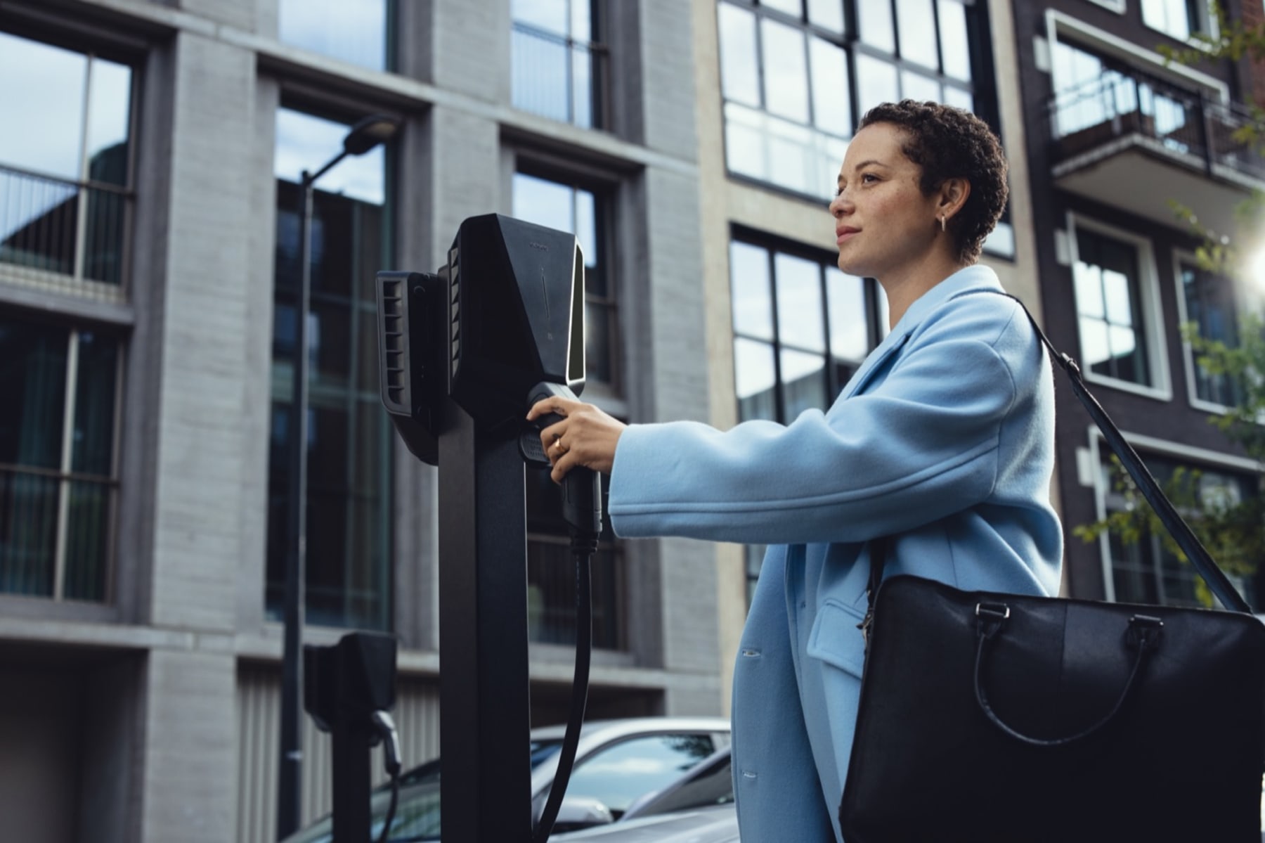 Easee EV charger installed at a residential apartment building