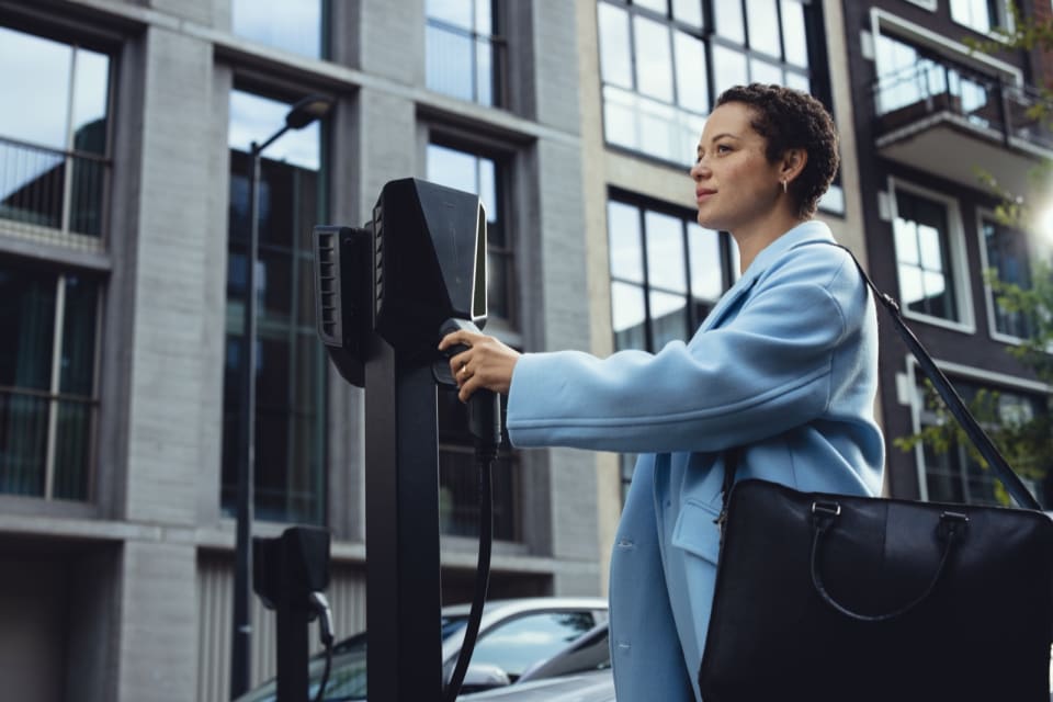 Easee EV charger installed at a residential apartment building