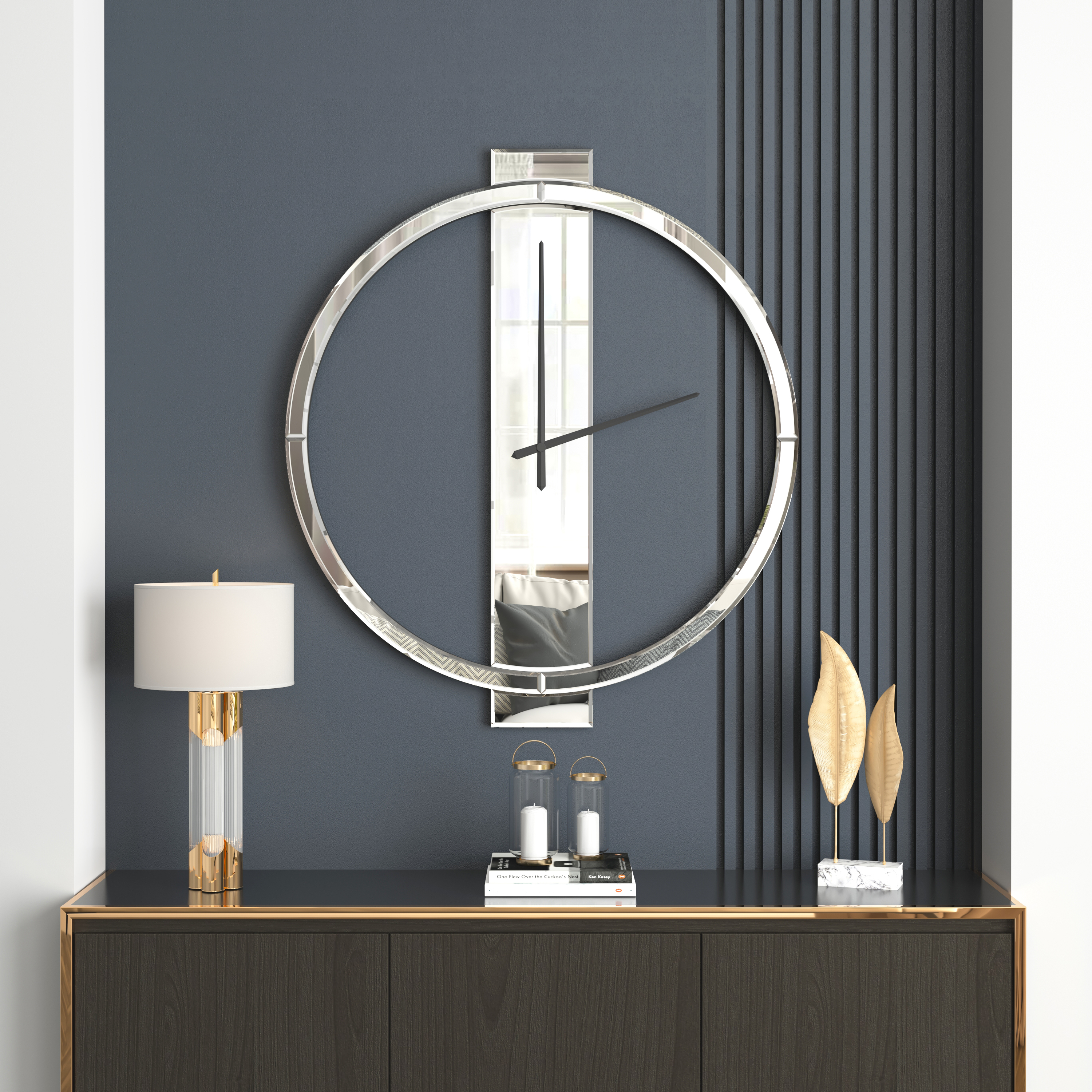 Horloge murale miroir