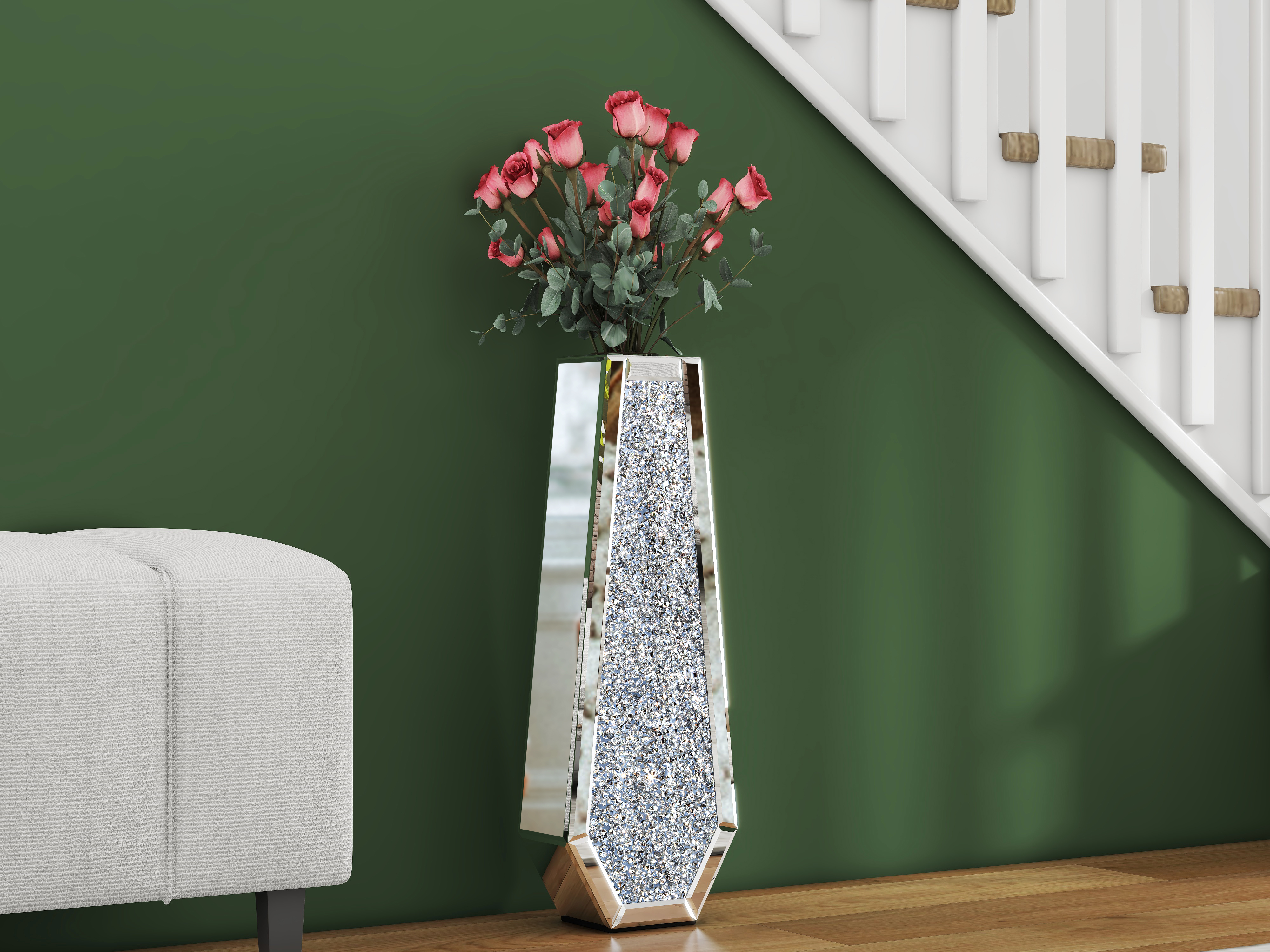 Vase de sol haut miroir en diamant écrasé